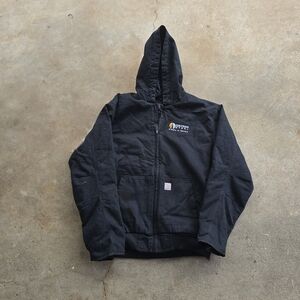 Carhartt Hooded Insulated Loose Fit Jacket Black 2XL Men's Workwear Embroidered